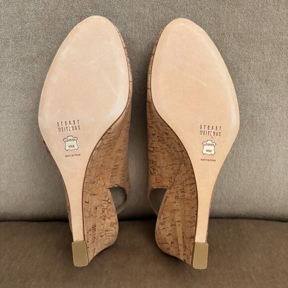 NEW Stuart Weitzman Natural Cork Slingback Wedge NWOT - Picture 6 of 6